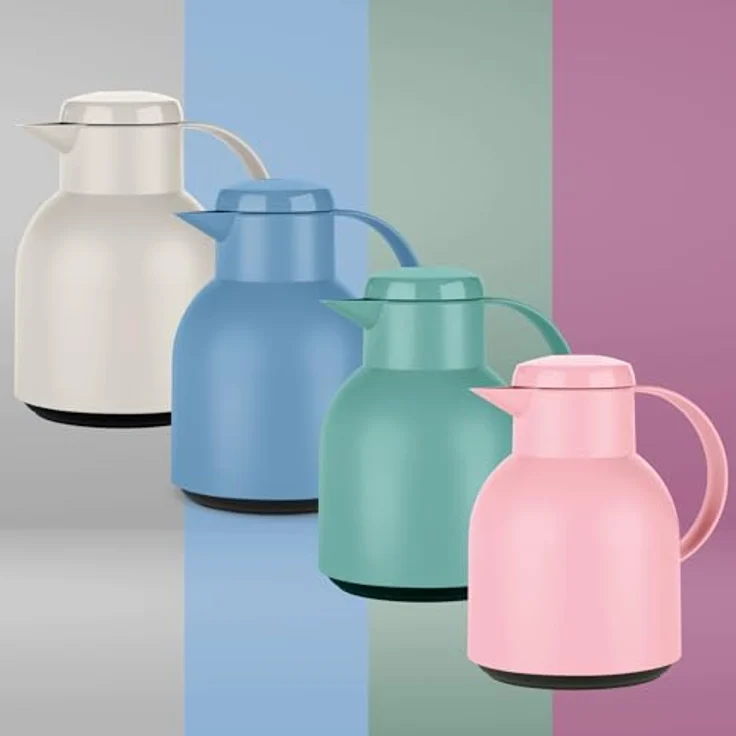 Emsa F4010300 Samba Isolierkanne (1 Liter, Quick Press Verschluss, 12h heiß, 24h kalt) puder-rosa – Bild 6