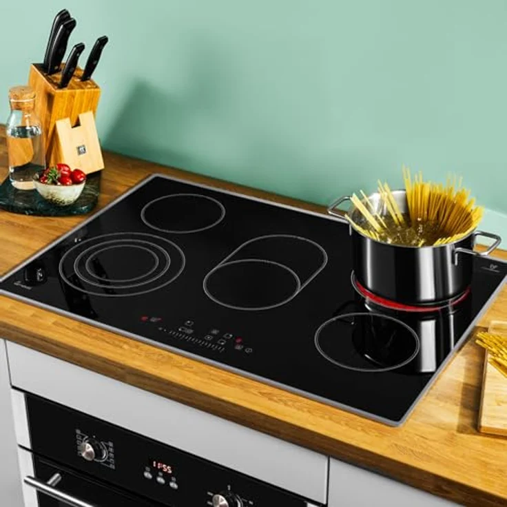 KKT KOLBE CH7705AL, Glaskeramik Kochfeld 80 cm, Autark, 8,7 kW, 5 Zonen, 9 Stufen, Bräterzone, Dreifachzone, Slim-Designrahmen, Timer – Bild 3
