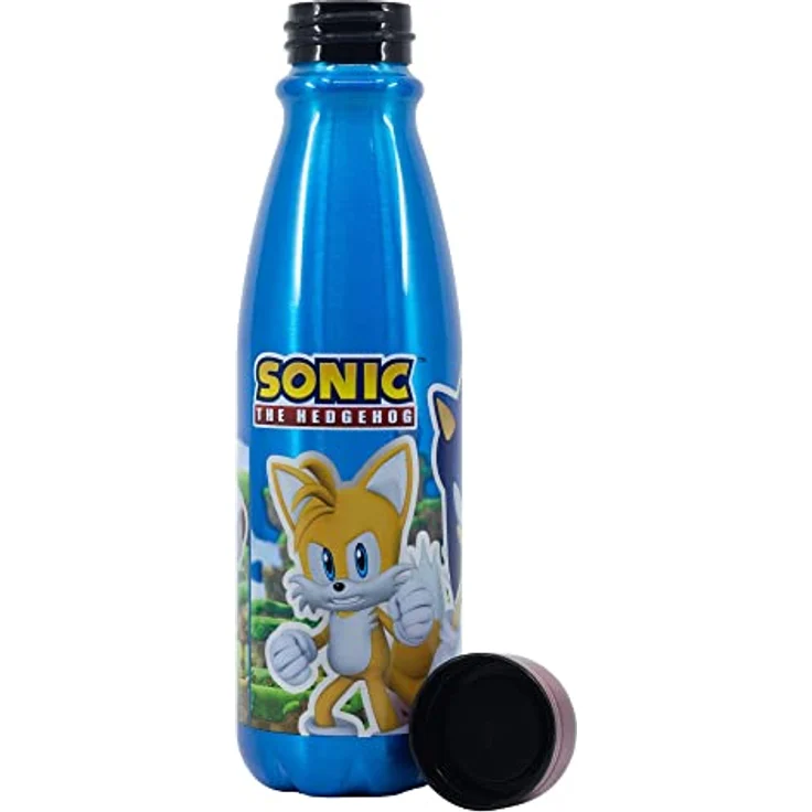 Sonic The Hedgehog Aluminium Trinkflasche 600 ml, auslaufsicher und kinderfreundlich mit Sonic-Design – Bild 3