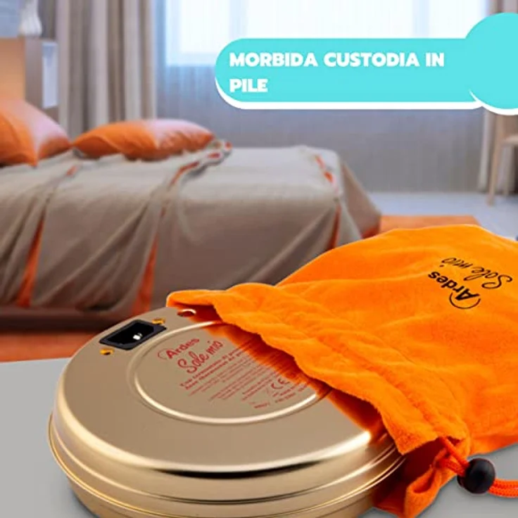 ARDES - AR071A Sole Mio elektr. Wärmer 550W mit Kontrollleuchte, Ardes wiederaufladbarer und tragbarer elektrischer Hand- und Fußwärmer, Fleece-Überzug, Stromversorgung m. Elektrokabel, bronzefarben – Bild 2
