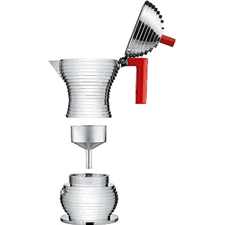 Alessi Pulcina MDL02-6 RFM Design Kaffeemaschine mit Magnetbode aus Aluminium und PA, 6 Tassen, rot – Bild 4