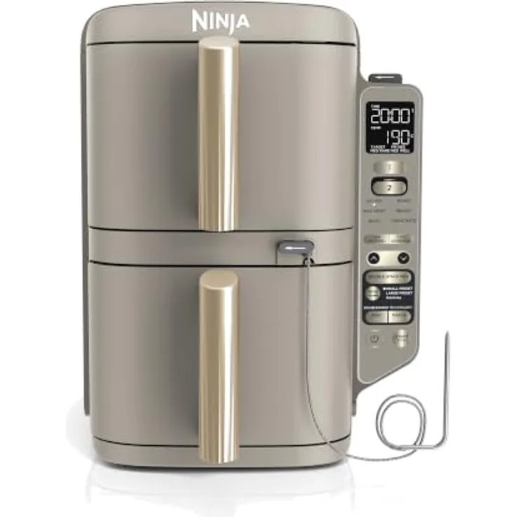 NINJA Double Stack XL-Heißluftfritteuse SL451EUSD, 9,5 L, 6 Funktionen, Steingold, mit Smart Cook System und 2 unabhängigen Schubladen