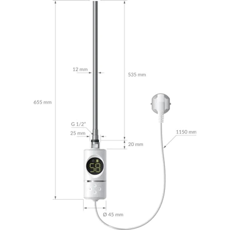 LuxeBath Heizstab 600W Weiß, mit Thermostat und LCD Bildschirm Temperaturregler, korrosionsbeständig, schnelle Aufheizzeit – Bild 7