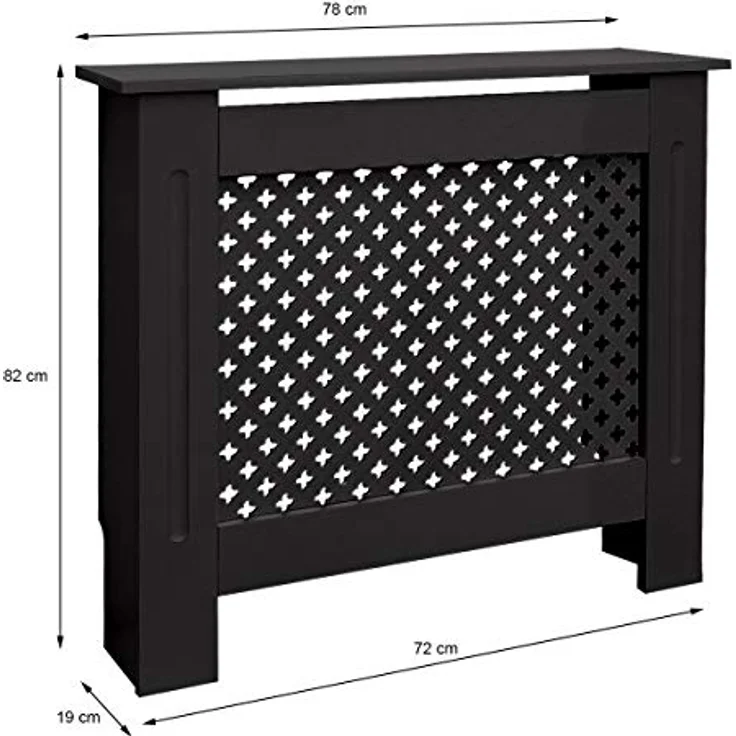 ECD Germany Heizkörperverkleidung Wabenmuster, 78x19x82 cm, Schwarz, MDF, einfach zu montieren – Bild 6