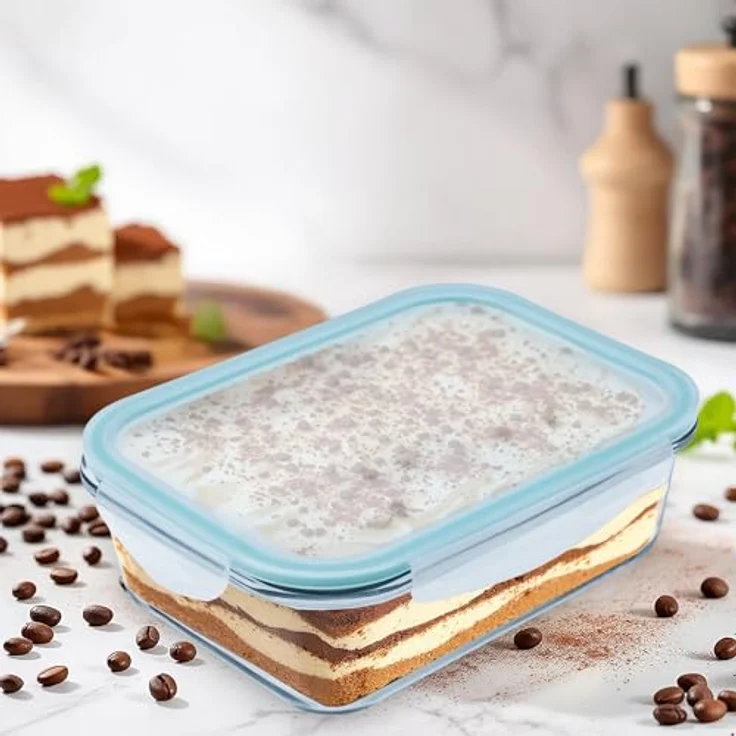 Spetebo 1.04 Glas Auflaufform mit Kunststoff Deckel, 1480 ml, transparent/mint, mikrowellen- und backofen geeignet, inkl. luftdichtem Silikonring – Bild 7