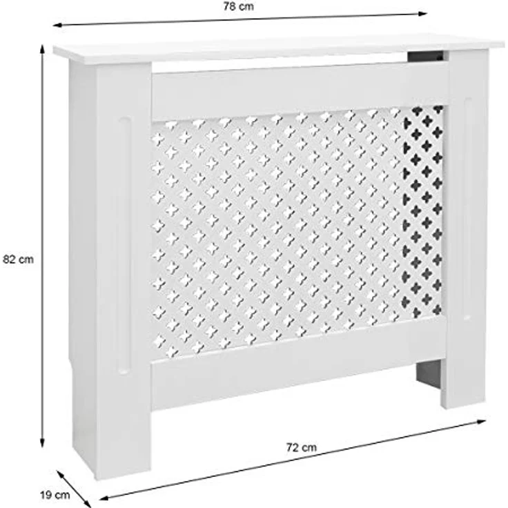 ECD Germany Heizkörperverkleidung Wabenmuster, 78x19x82 cm, Weiß, MDF lackiert, stylische Wohnraumgestaltung – Bild 6