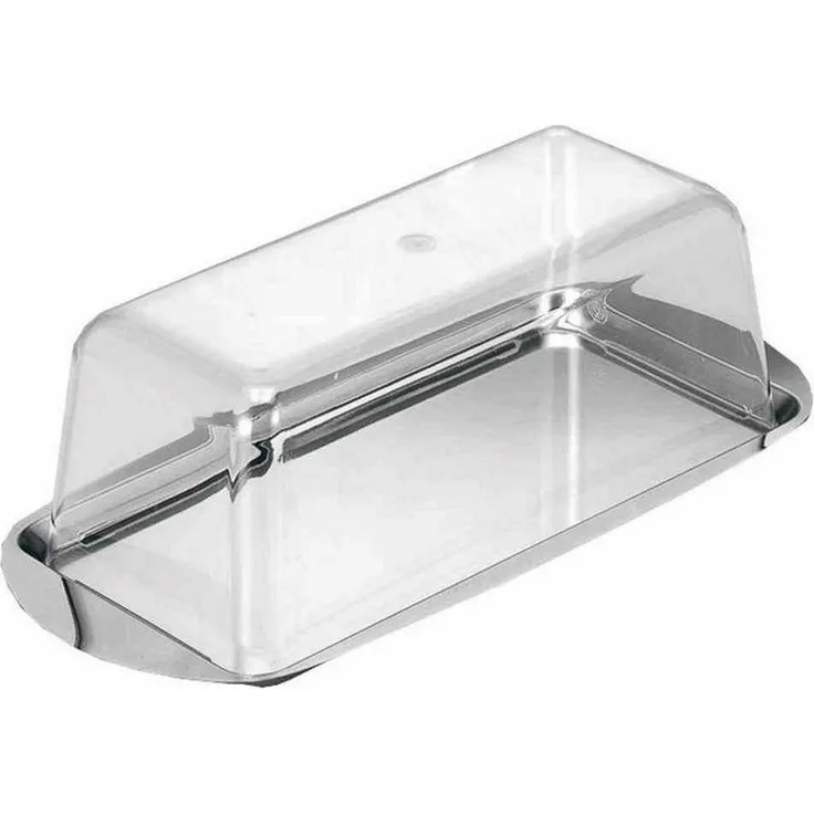 CHG Kuchentransportbox Königskuchenplatte mit Haube, Edelstahl, 35 x 17 x 10 cm, Metall