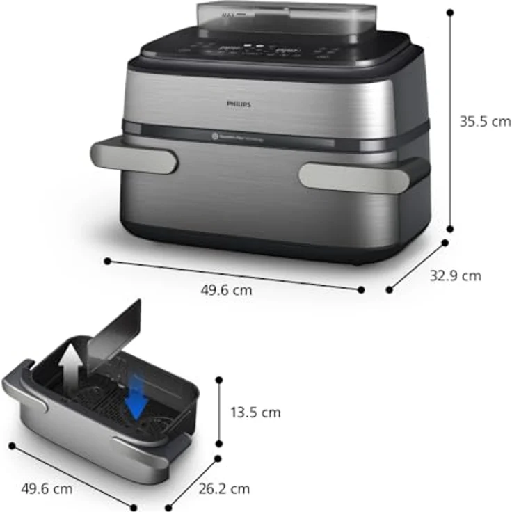 Philips Heißluftfritteuse NA565/02 Steam Airfryer 5000 Series, 9,5L Megabasket, 2750 W, Dampfgarfunktion, RapidAir Plus Technologie, inkl. Servierzange – Bild 19
