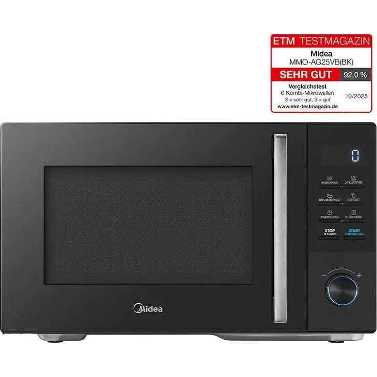 Midea MMOAG25VB(BK), Mikrowelle mit Grillfunktion, schwarz, 25 liter