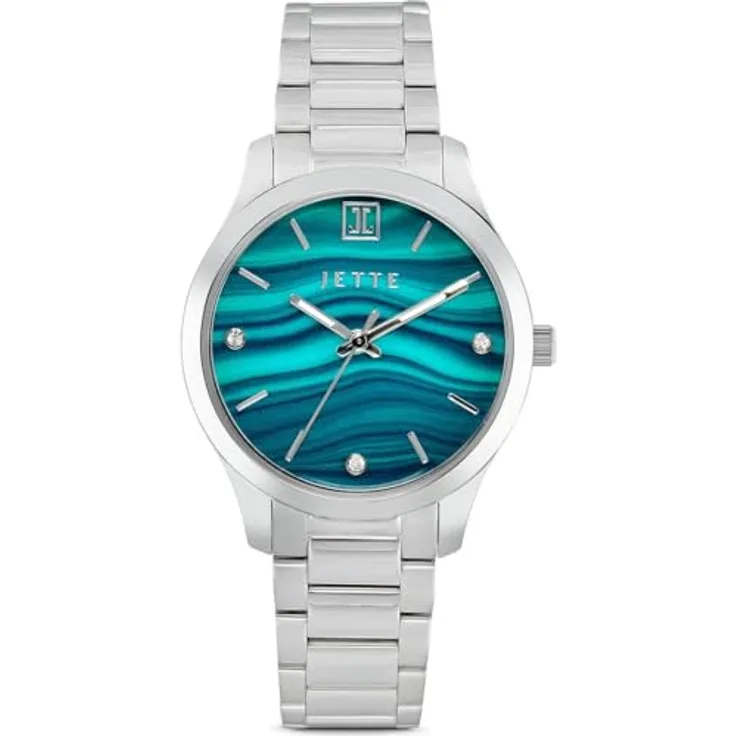 Jette Armbanduhr Damenuhr Silber Analoguhr 34 mm