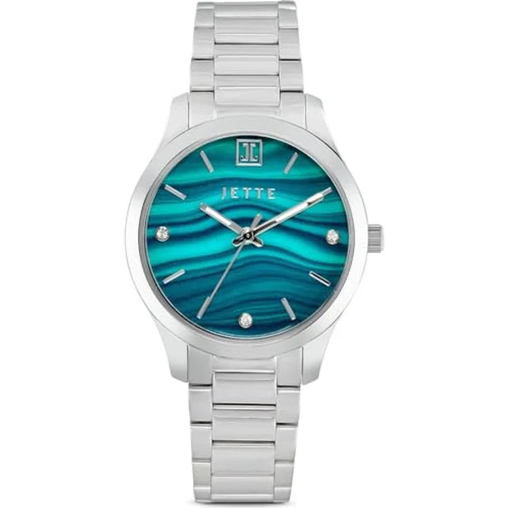 Jette Armbanduhr Damenuhr Silber Analoguhr 34 mm – Bild 1