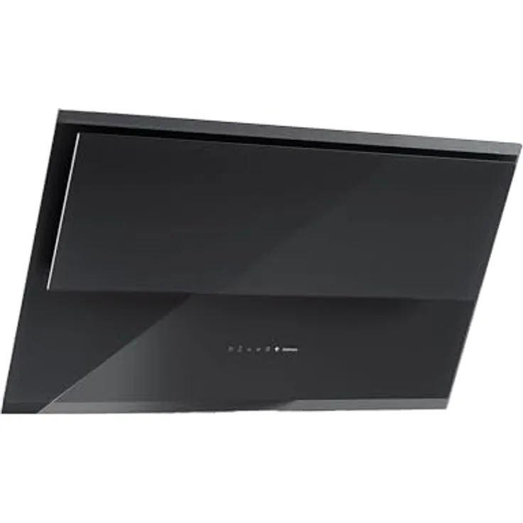 Falmec Verso Kopffreihaube 85 cm, Dunstabzugshaube aus gehärtetem schwarzem Glas, 800 m³/h, Touchcontrol, dimmbare LED-Beleuchtung