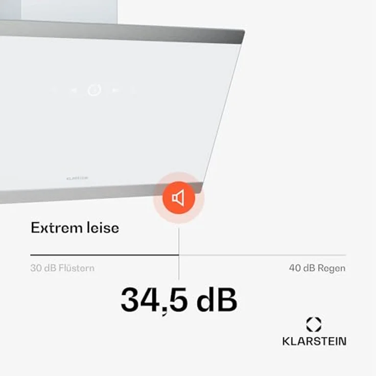 Klarstein FlashLine Dunstabzugshaube, 60 cm Kopffreihaube mit Touchscreen, 524 m³/h, A++ Energieeffizienz, 34,5 dB, LED-Beleuchtung, Weiß, Abluft- und Umluftbetrieb – Bild 4