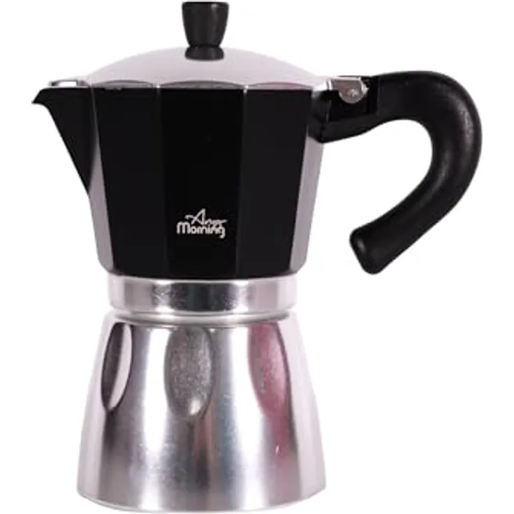 ANY MORNING Mokkamaschine Any Morning Herdkanne Espresso Aluminium Moka Kanne, Schwarz 240 ml