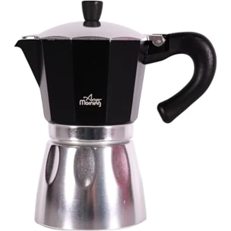 ANY MORNING Mokkamaschine Any Morning Herdkanne Espresso Aluminium Moka Kanne, Schwarz 240 ml – Bild 1