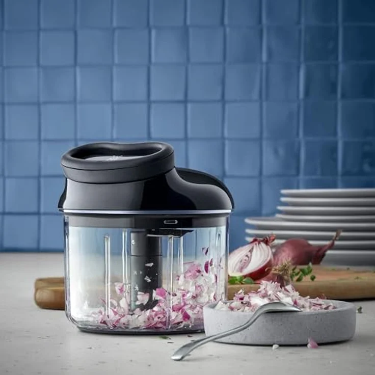WMF Gemüseschneider manuell mit Seilzug, Multi-Zerkleinerer ideal für Gemüse, Zwiebeln, Knoblauch, Nüsse, Kräuter oder Obst, V 900 ml, Kunststoff – Bild 6