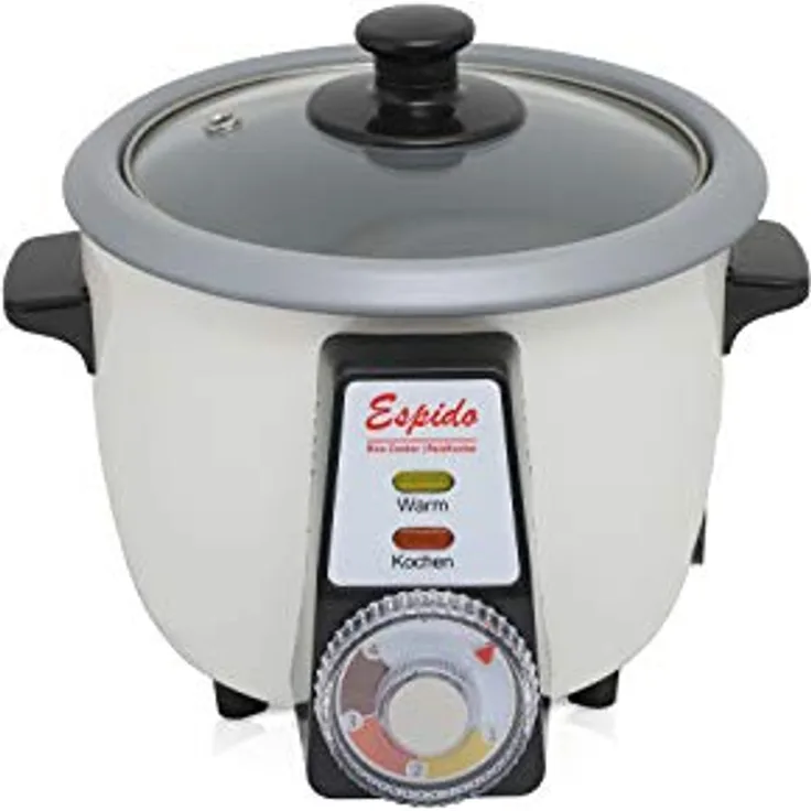ESPIDO FOOD STUFF HAMBURG Persischer Reiskocher RCG30T, 1,2 L für 3-5 Personen, 500 Watt, weiß/grau, mit Tahdig-Reiskuchen-Funktion und automatischer Abschaltung