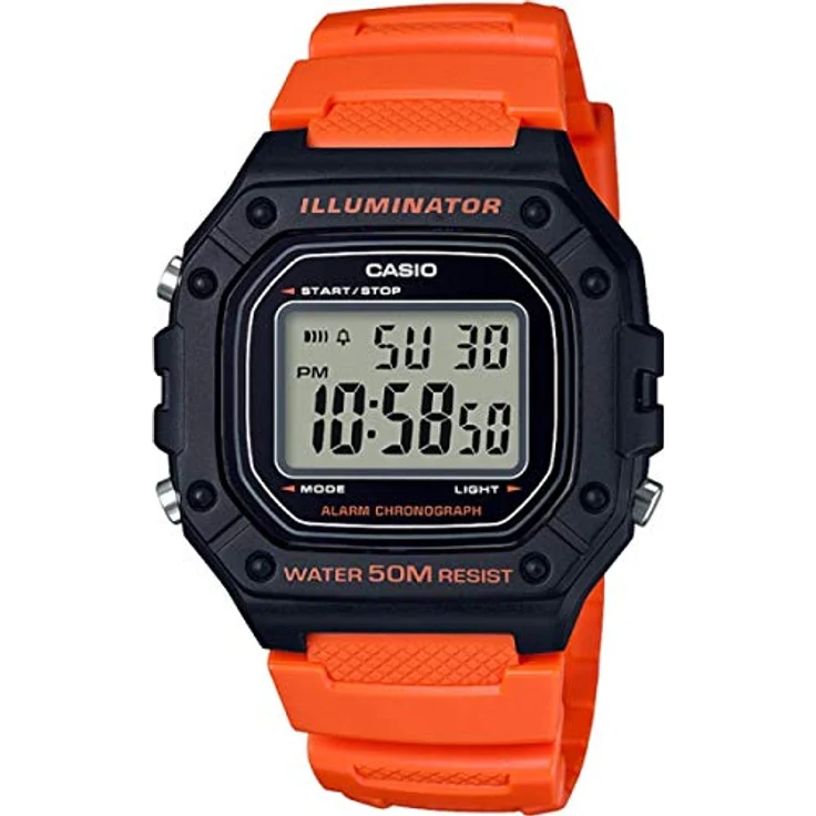 Casio Herren Armbanduhr Digital Quarz Harz W-218H-4B2VEF, LED Light, Tagesalarm, Stoppfunktion, wasserdicht (5 Bar) - Rot – Bild 1