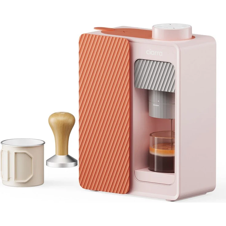 CIARRA Espressomaschine CBPCM551-P, Tragbare Kaffeemaschine in rosa, 3 Temperaturstufen, inkl. Tamper und Becher