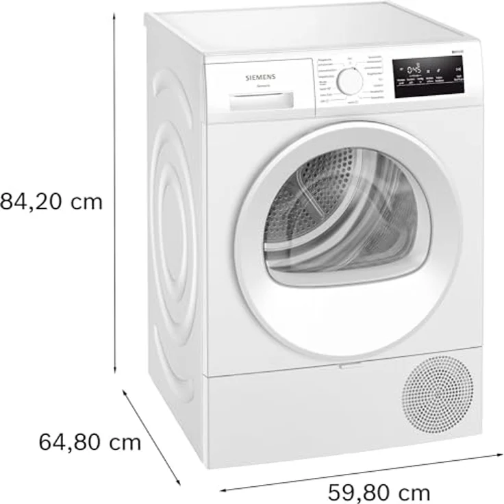 Siemens WQ43G2D0EM iQ300 Wärmepumpentrockner 8 kg, autoDry, super40, softDry, LED-Display, leise 63 dB, Energieklasse D, Weiß – Bild 6