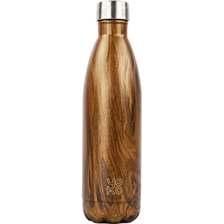 YOKO DESIGN Motivflasche Thermosflasche, Edelstahl, Holz, 6 cm – Bild 1