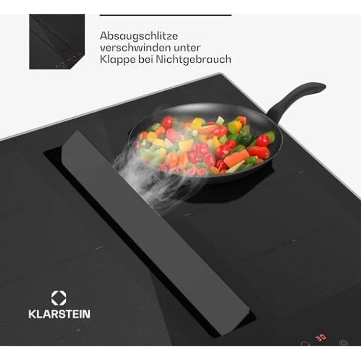 Klarstein Chef-Fusion CGCH3-Chef-F.60BK.Pr, Induktions-Kochfeld mit Abzugshaube Flex 4 Zonen, Schwarz – Bild 2