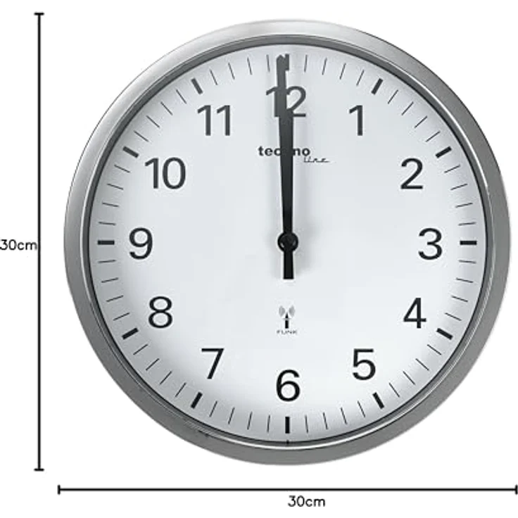 Technoline WT 8950, Funkwanduhr Ø 30 cm in edler Chrom-Optik mit automatischer Zeitumstellung – Bild 3