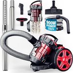 Monzana® Zyklon Staubsauger Beutellos 900W Leistungsstark 1,5L Staubvolumen Haushalt Bodenstaubsauger Kompakt Leicht Sauger HEPA Filter Rot