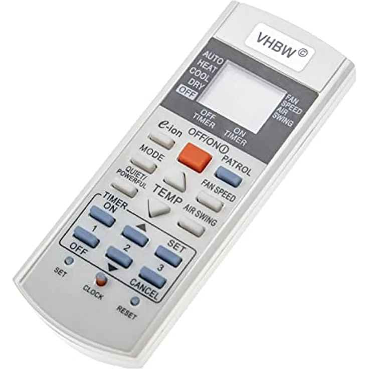 vhbw Universal Fernbedienung für Panasonic A75C3298, A75C3182, A75C3060, A75C2913, A75C3300, A75C2817, kompatibel für Klimaanlagen, weiß