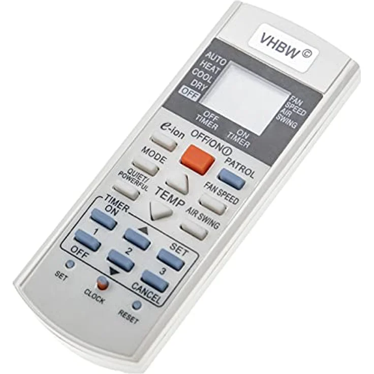 vhbw Universal Fernbedienung für Panasonic A75C3298, A75C3182, A75C3060, A75C2913, A75C3300, A75C2817, kompatibel für Klimaanlagen, weiß – Bild 1