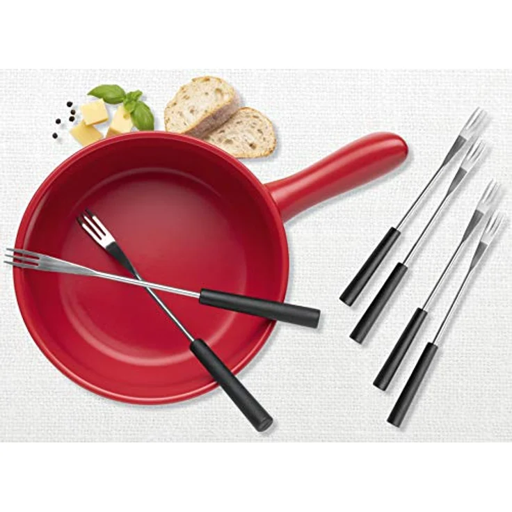 MÄSER 931893 Käsefondue Set für 6 Personen, 11-teiliges Komplettset für Fondue nach Schweizer Art mit massivem Keramik Topf, Steingut, 2.6 liters – Bild 4
