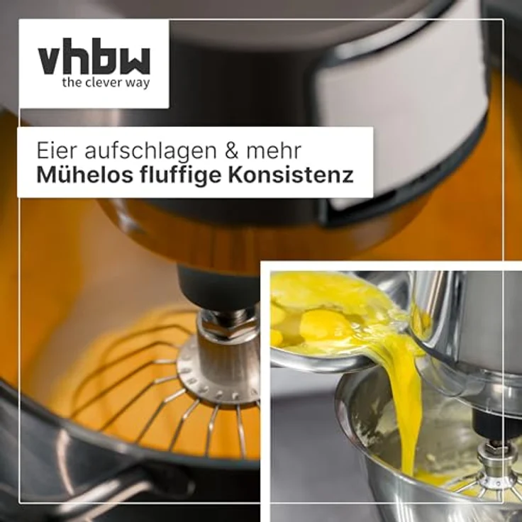 vhbw Schneebesen für Kitchenaid Küchenmaschinen, Edelstahl, kompatibel mit 4,3, 4,7, 4,8 L Schüsseln, ideal zum Schlagen von Sahne und Eiweiß – Bild 3
