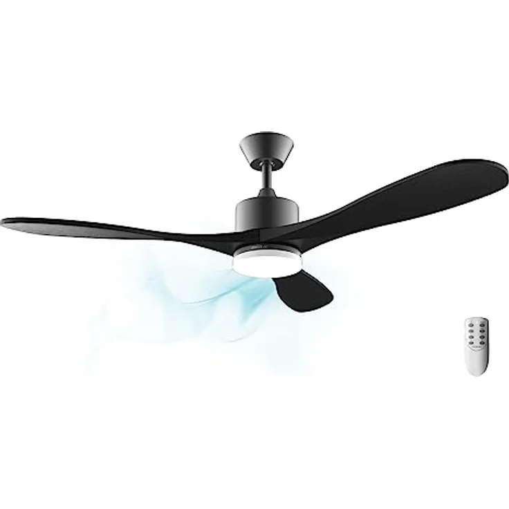 Cecotec Deckenventilator EnergySIlence Aero 5200 Black Design. 40 W, 52“ mit DC Motor, LED Beleuchtung und Fernbedienung (Holz-Finish, Stone Pro)
