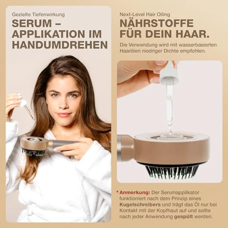 Donnerberg Kopfmassagegerät MIO KM-068, 3D-Kopfmassage mit Rotlicht + Ölanwendung, Beige – Bild 2