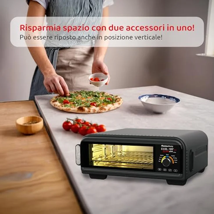 Melchioni Heißluftfritteuse PIZZA FRY 18L, 2000 W, 2in1 Pizzaofen und Heißluftfritteuse mit 400°C, digitale Steuerung, 9 Automatikprogramme – Bild 7