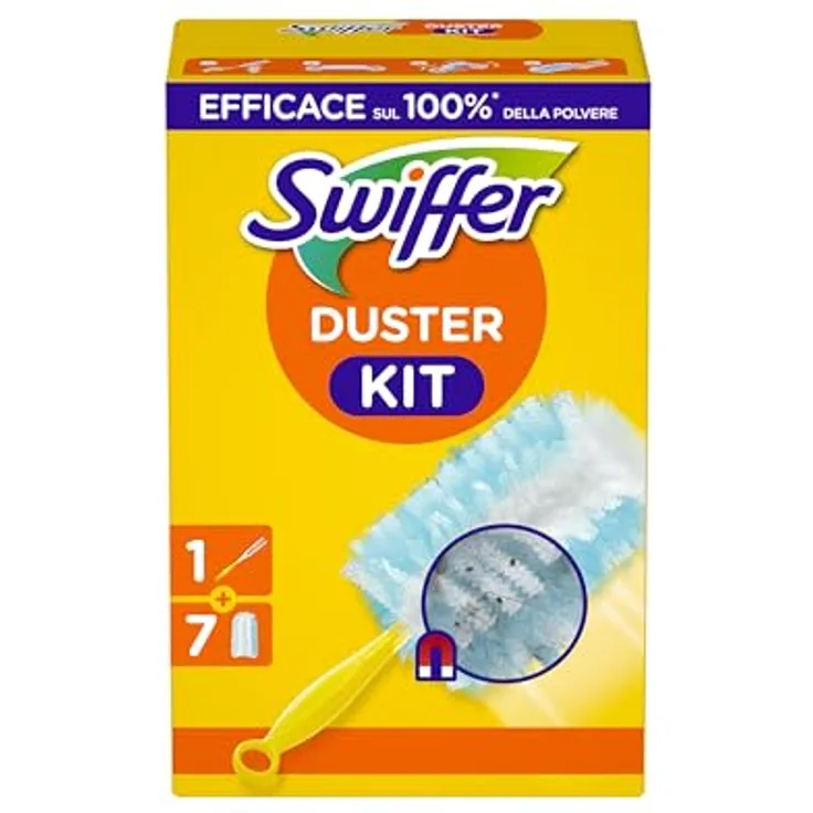 Swiffer Staubmagnet Starter-Set, 1 Griff + 7 Nachfülltücher, fängt 3x mehr Staub und Haare ein als herkömmliche Staubwedel