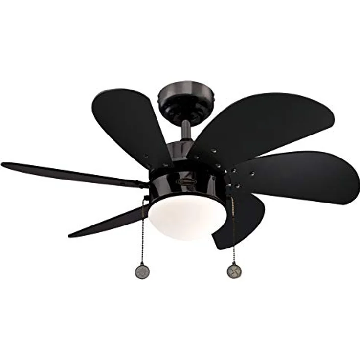 Westinghouse Lighting Turbo Swirl, Deckenventilator Metal, Einzelleuchte mit Opalmilchglas, Ausführung in Gun Metall mit Flügeln in Schwarz, 76 x 76 x 38 cm – Bild 3