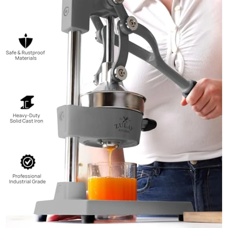 Zulay Kitchen Orangensaftpresse aus Gusseisen, professionelle Zitruspresse mit 12,7 cm Becher, leicht zu reinigen und langlebig aus Edelstahl – Bild 4