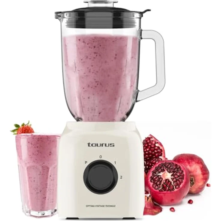 Taurus Standmixer Optima Vintage MAX, 1500W, 21.500 U/min, 1,8L Glasbehälter, Edelstahlklingen, Eiscrusher-Funktion, 2 Geschwindigkeiten + Turbo, Retro-Look – Bild 1