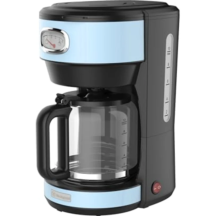 Westinghouse Kaffeemaschine Retro-Design, Filterkaffeemaschine für bis zu 10 Tassen, Permanentfilter, Glaskanne, Tropfschutzsystem, Warmhaltefunktion, Brühvorgang-Anzeige, Abschaltautomatik, hellblau - Preisvergleich – Bild 1