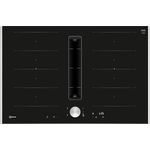 Neff V68TTX4L0 Induktionskochfeld mit integriertem Kochfeldabzug N90, Flexibles Glaskeramik-Kochfeld mit Dunstabzug, 80 cm breit, TwistPad, Flex Induction, Schwarz