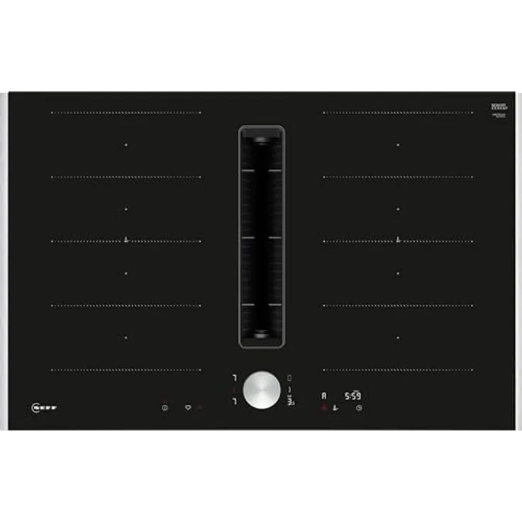 Neff V68TTX4L0 Induktionskochfeld mit integriertem Kochfeldabzug N90, Flexibles Glaskeramik-Kochfeld mit Dunstabzug, 80 cm breit, TwistPad, Flex Induction, Schwarz