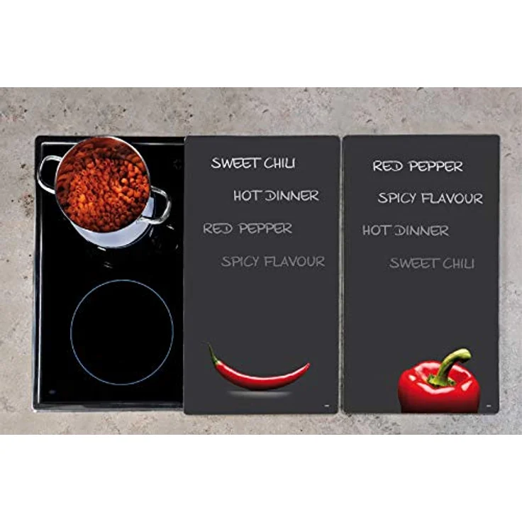 Kesper 3652513 Multi-Glasschneideplatte, 2-er Pack, Motiv: Chili, Maße: 52 x 30 x 1.2 cm – Bild 4