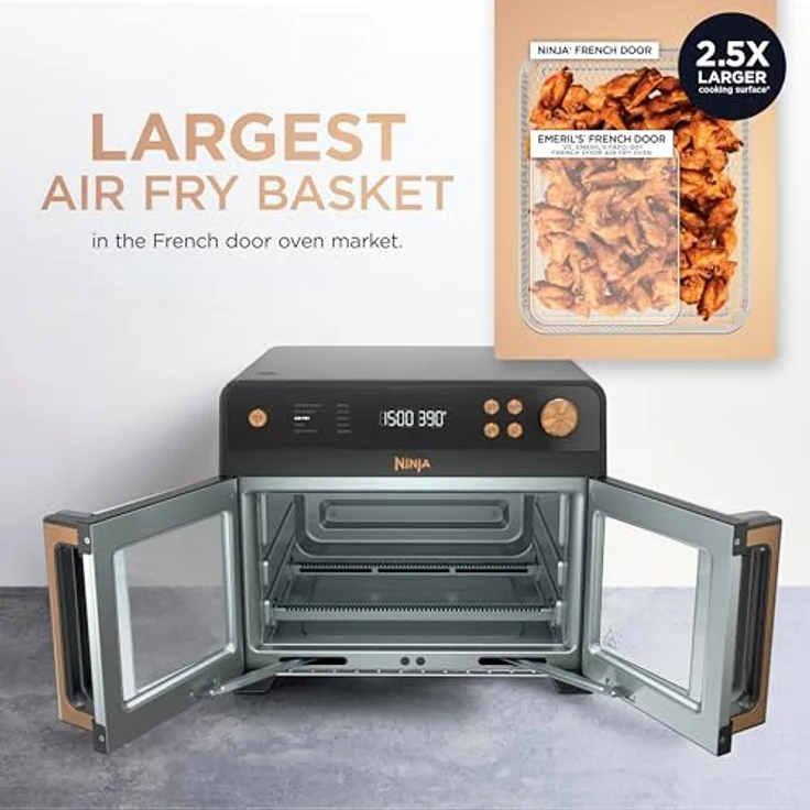 Ninja French Door Premier Air Fry Oven FO101BK, 10-in-1 Küchengerät mit 20,3 qt Kapazität, PFAS-frei, spülmaschinenfest, Schwarz – Bild 3