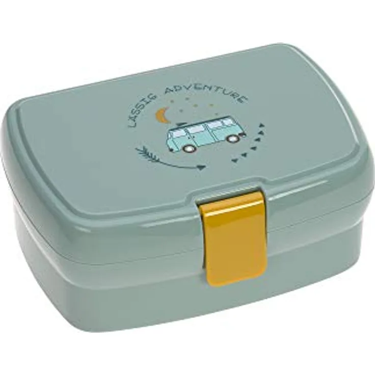 LÄSSIG Kinder Lunchbox Brotdose mit herausnehmbarer Unterteilung, BPA-frei/Adventure Bus, 1 Stück (1er Pack), mint