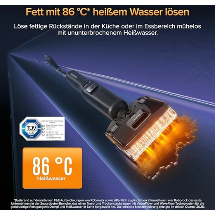 Roborock F25 Ultra Nass Trockensauger mit Dampf, 180 °C Dampfmopp, 22 kPa Saugkraft, KI-unterstützte Räder, Blaulicht – Bild 4
