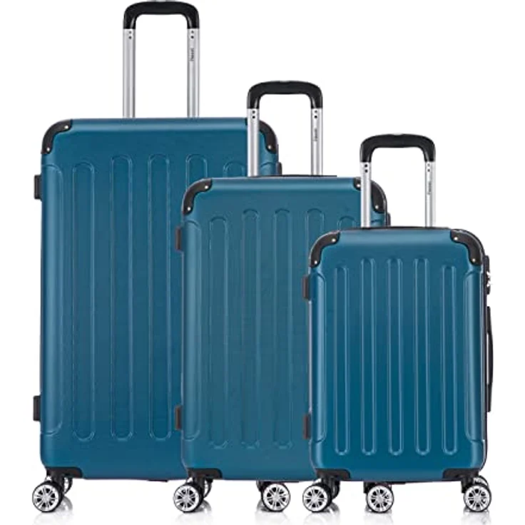 Flexot® F-2045 Koffer, Hartschale mit Zwillingsrollen, 3tlg Kofferset (Royal-Blau) – Bild 2