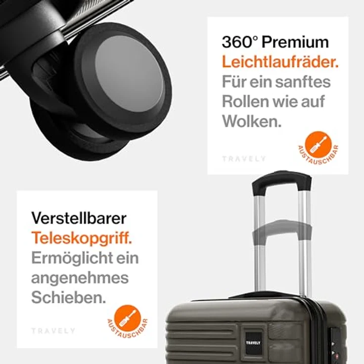 Travely Premium Koffer Groß: 28" Hartschalen Koffer mit 120L Volumen, sanfte Rollen & TSA Schloss, Schwarz – Bild 5