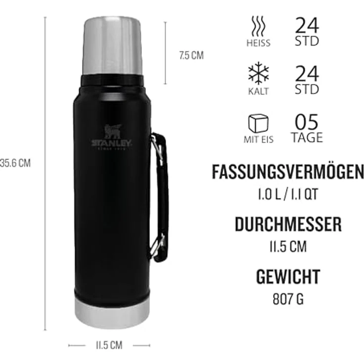 Stanley Classic Legendary Bottle 1.1 QT 1 Liter - die legendäre Edelstahl Thermoskanne - 66830 – Bild 2