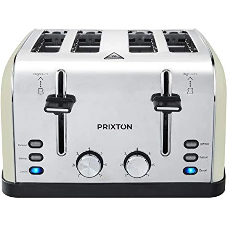 Prixton Bianca 4-Schlitz-Toaster, inkl. Brötchenaufsatz, 1900 W, Edelstahl, 7 Bräunungsstufen – Bild 2